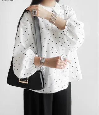 مانتو شومیزی قلبی سفید مشکی