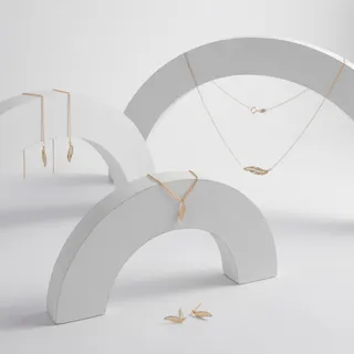 سرویس طلای 18 عیار زنانه قو طلایی مدل پر پرواز کد S002443