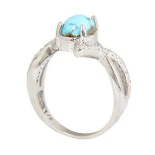 انگشتر نقره فیروزه زنانه مدل آبکاری رادیوم قالب جواهری  کد AWRH_2343