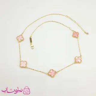 گردنبند زنانه ونکلیف صورتی آبکاری طلا کیفیت مستر کد 430