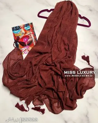 شال پلیسه نخ پنبه زرشکی S5533