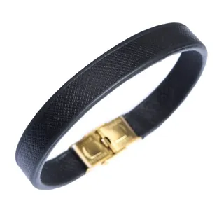 دستبند چرم مشکی مونت بلانک