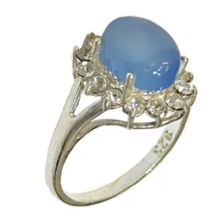 انگشتر نقره زنانه مدل سنگ عقیق کبود مخراج برلیان کد ۸۹۹