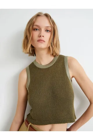 KotonCrop Knitwear Athlete Crew Neck