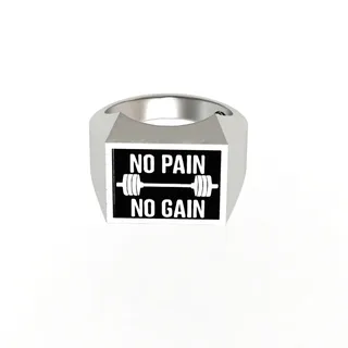 انگشتر نقره مردانه دلی جم مدل no pain no gain