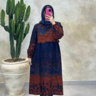 پالتو زمستانی طرح دار آجری سورمه ای مکعب آبی