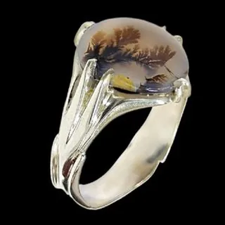 انگشتر نقره مردانه مدلعقیق شجر طبیعی رکاب دست ساز کد 7105