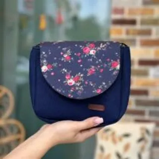 کیف فندوق سورمه ای گل رز