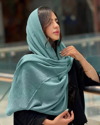 شال کراش ترک زنانه 2895 – سبزآبی روشن