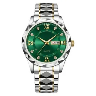 ساعت مچی عقربه‌ای 40 میلی‌متری مردانه با موتور کوارتز، عقربه‌های شب‌تاب، کرنوگراف، تاریخ شمار، صفحه‌نمایش با طرح اعداد رومی، بدنه و بند استیل، مدل دی دیت تراش الماسی کد C1.4 سری 615