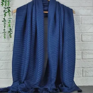 شال صدفی تک رنگ (سرمه ای) قواره 200در70 کد SHS03