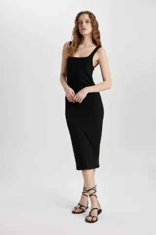 Defactoلباس مجلسی میدی با یقه مربعی با یقه چهارگوش بند مجلسی میدی Z7577azgn1219mc