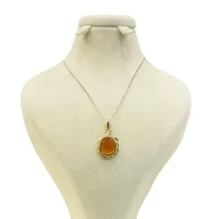 گردنبند نقره زنانه مدل عقیق یمنی طبیعی 83-213