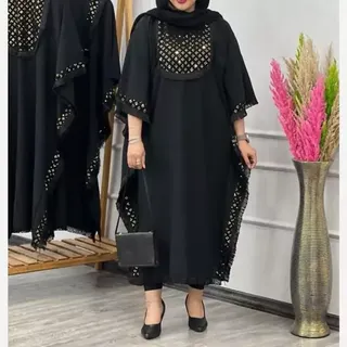 مانتو عبایی کفتان زیبای گلسا با جنس کرپ