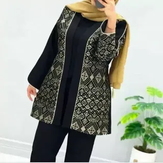مانتو کتی پرستو کت شانل ترک شامل دو سایز 