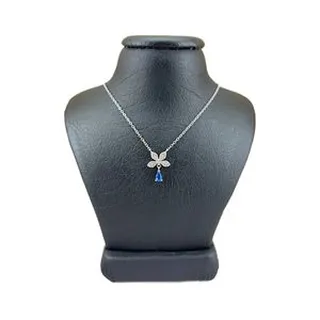 گردنبند نقره زنانه سواروسکی مدل گل تمام سنگ مدل اشک کد 5487541