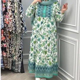 پیراهن ساحلی زنانه پیراهن بلند پیراهن زنانه فری سایز بوگانی گل گلی