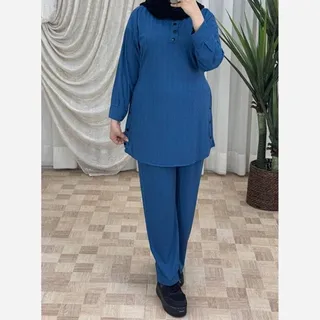 ست تونیک شلوار کریشه بغل دکمه 