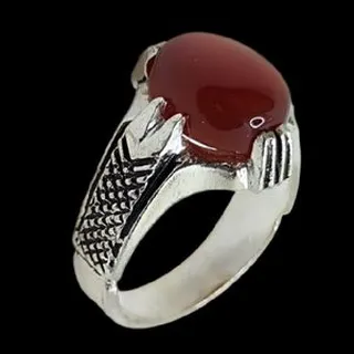 انگشتر نقره مردانه مدل سنگ عقیق رضوی رکاب چهار چنگ اسپرت کد 200