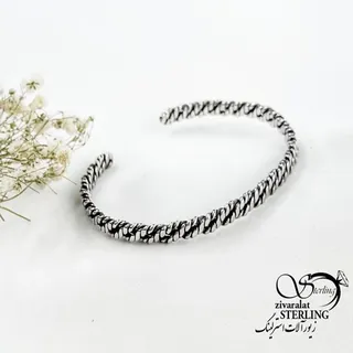 دستبند نقره بنگل خلخال مردانه عیار925 کد 17201