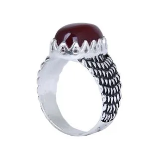 انگشتر نقره مردانه مدل رکاب سیلندری سنگ عقیق کد AM_5206