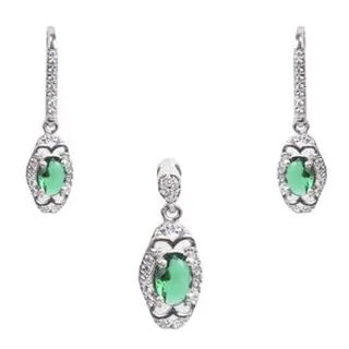 نیم ست نقره زنانه مدل  قالب جواهری کوارتز ابکاری رادیوم کد NTR-572