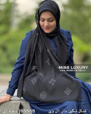شال نگین دار ال-وی نقره ای S5565