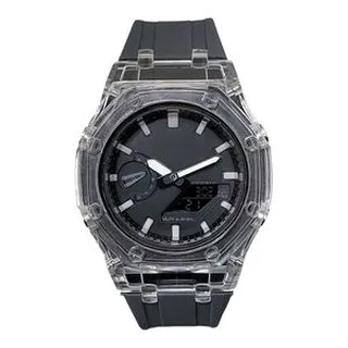 ساعت مچی عقربه‌ای کوارتز مدل دو زمانه کرنومتر دار موتور پمپی کد GA-2100GR.Y