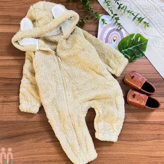 لباس سرهمی خزدار نوزادی بره ای کلاهدار...