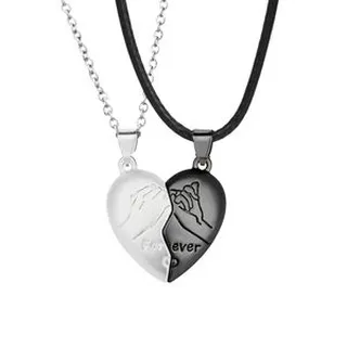 گردنبند مدل دوستی قلب و عشقFor ever مجموعه دو عددی