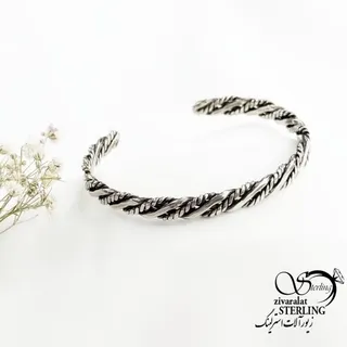 دستبند مردانه خلخال نقره 925 عیار سیاه قلم کد 17232