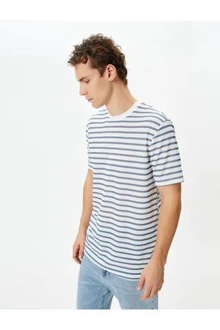 Kotonتیشرت مردانه 4SAM10077HK Koton BLUE STRIPES