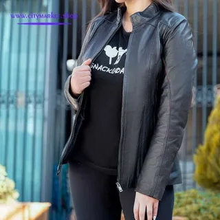 کاپشن زنانه چرم مدل B1094