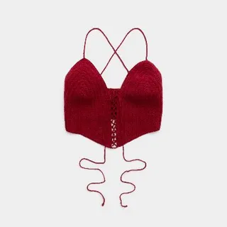 تاپ زنانه بندی زرشکی