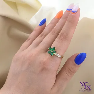 انگشتر شکوفه زمردی YSX