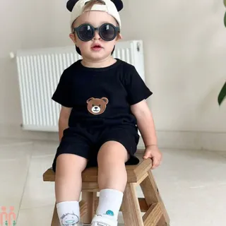 رامپر مشکی نخی کبریتی نوزاد و بچه گانه تدی...