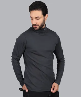 یقه اسکی مردانه طوسی و ساده 6182
