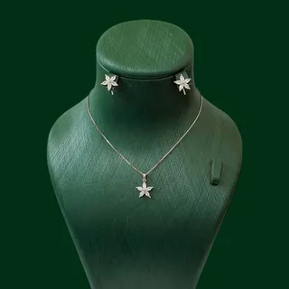 0311. نیم ست نقره مدل برفین (بدون زنجیر)