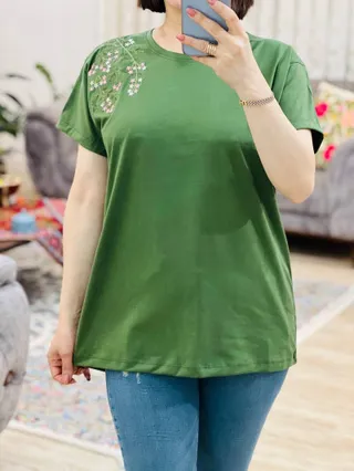 تیشرت سرشانه گلدوزی