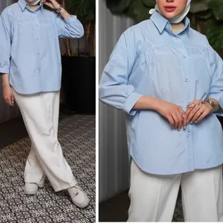 مانتو عروسکی دخترانه آبی سینه چین
