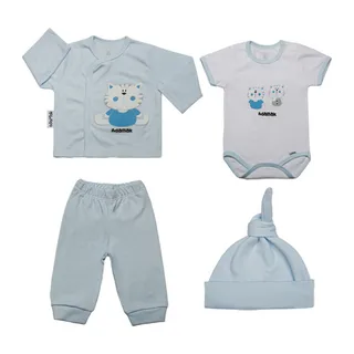 ست 4 تکه لباس نوزادی آدمک مدلگربه کد 010021 رنگآ...