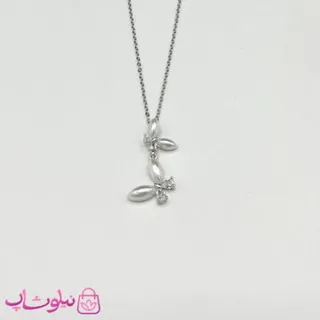 گردنبند زنانه استیل طرح دو پروانه کد 116