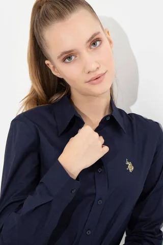 U.S. Polo Assn.پیراهن آبی سرمه ای زنانه آستین بلند پایه