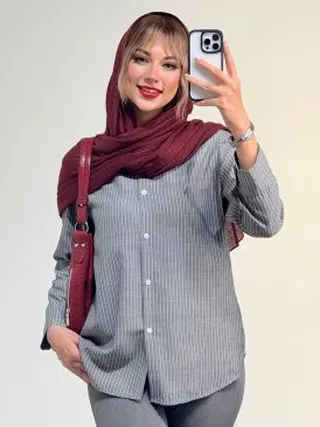 شومیز راه راه یقه مردانه کد 18985