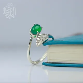 انگشتر نقره زنانه عقیق سبز کد 605