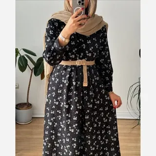ساحلی گلدار شانتون پیراهن بلند زنانه پیراهن مانتویی بابونه 
