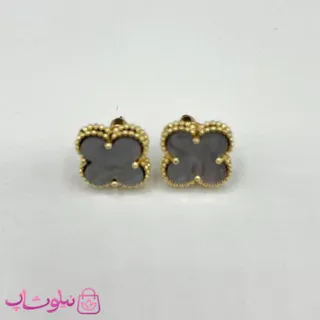 گوشواره دخترانه طرح ونکلیف طوسی آبکاری طلا کیفیت مستر کد 240