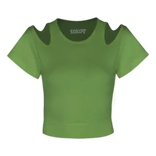 کراپ‌ تی‌شرت آستین کوتاه زنانه ایزی دو مدل 3843059879 رنگ سبز