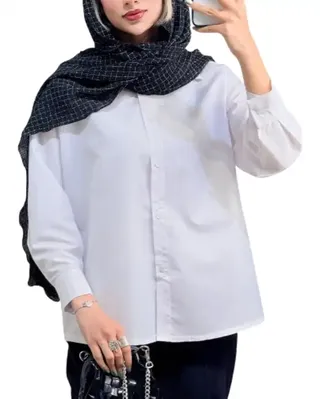 شومیز زنانه سفید کد 18739