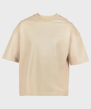 تیشرت مردانه باکسی ساده ماچینیست کرم 2258